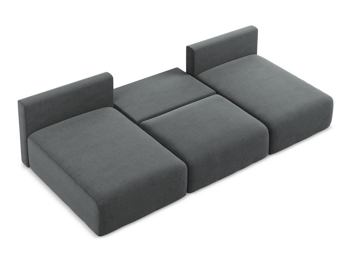 WOHNLANDSCHAFT Strukturstoff Stoff Grau - Schwarz/Grau, Kunststoff/Textil (304/79/149cm) - Makamii