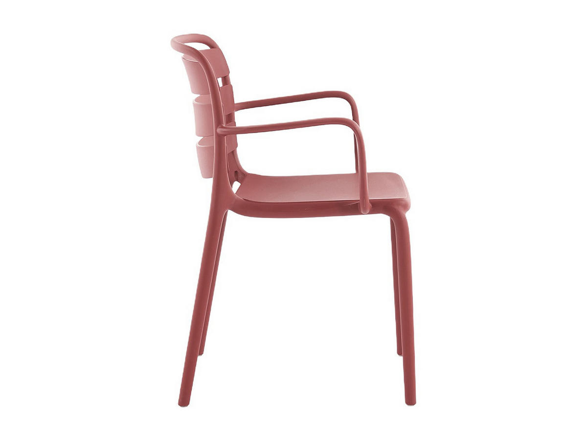 GARTENESSGRUPPE im Set - 4 -Sitzer - Polypropylen - terracotta, weiß - MOAH - Weiß, Kunststoff - Vente-Unique