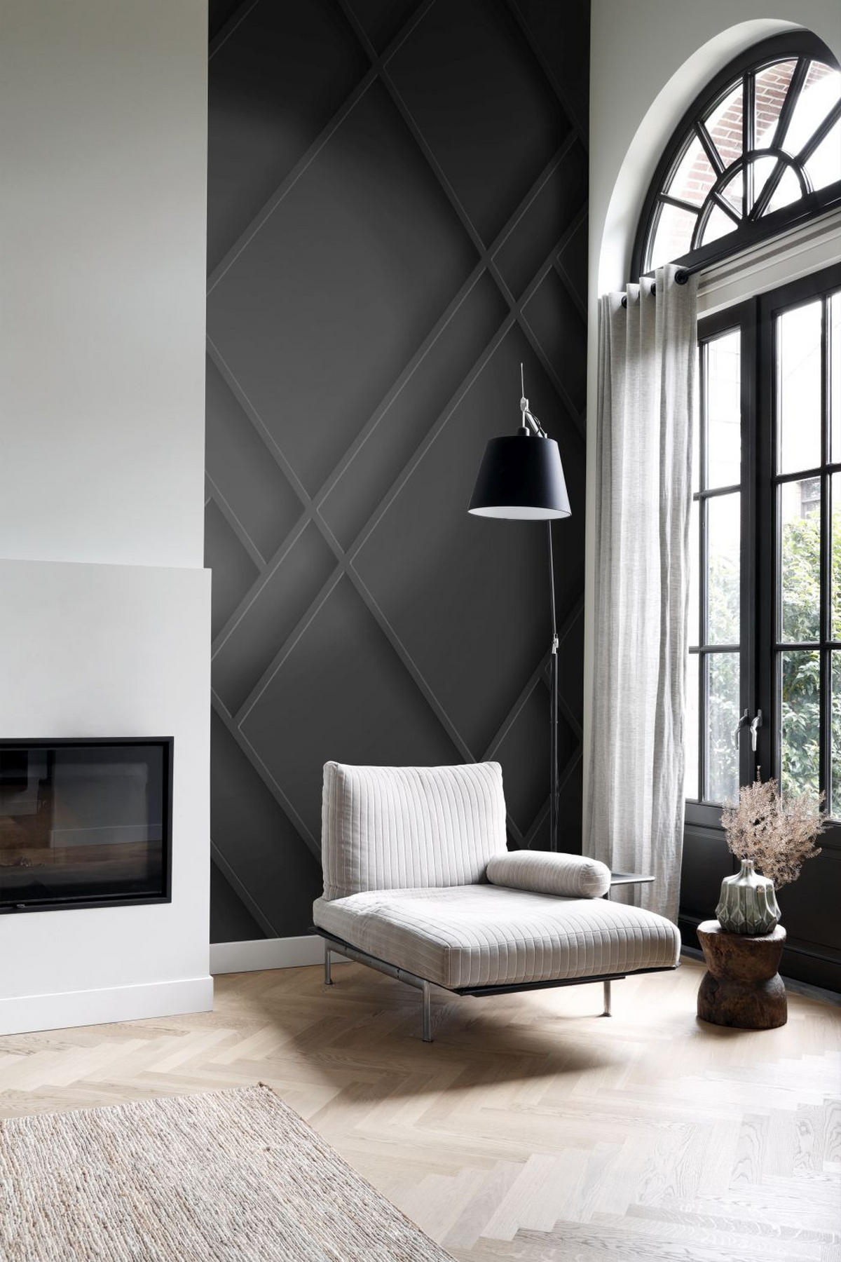 FOTOTAPETE Holzwandverkleidung 200 x 279 cm - Schwarz, Papier (200/279cm) - Origin Wallcoverings