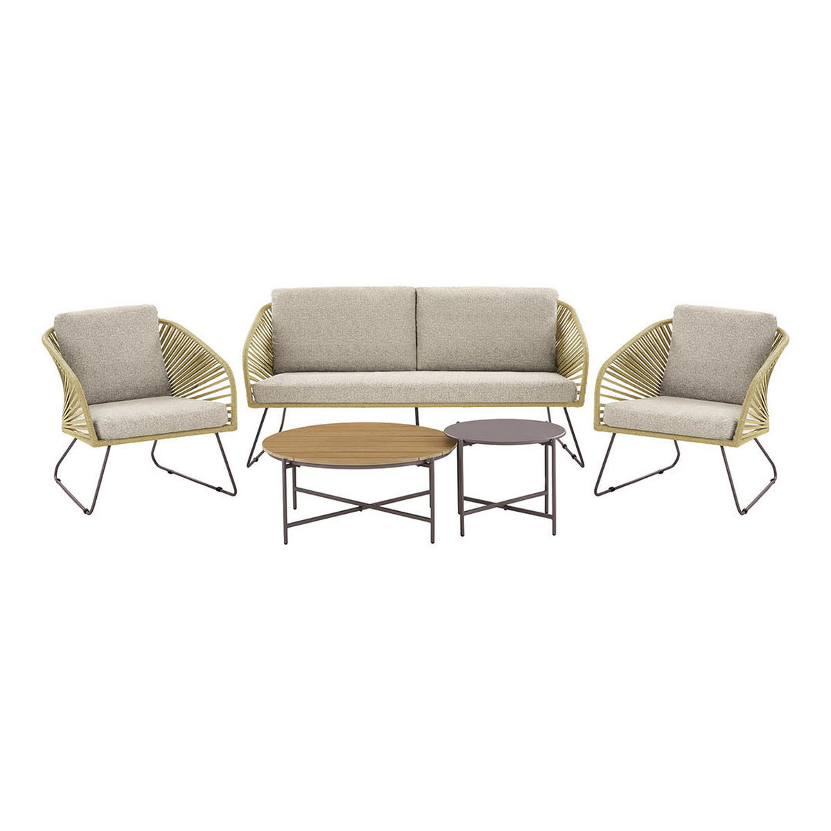 LOUNGE-SET, Novella, Beige, Stahl, 162 x 78 x 73 cm - Beige, Metall - ebuy24