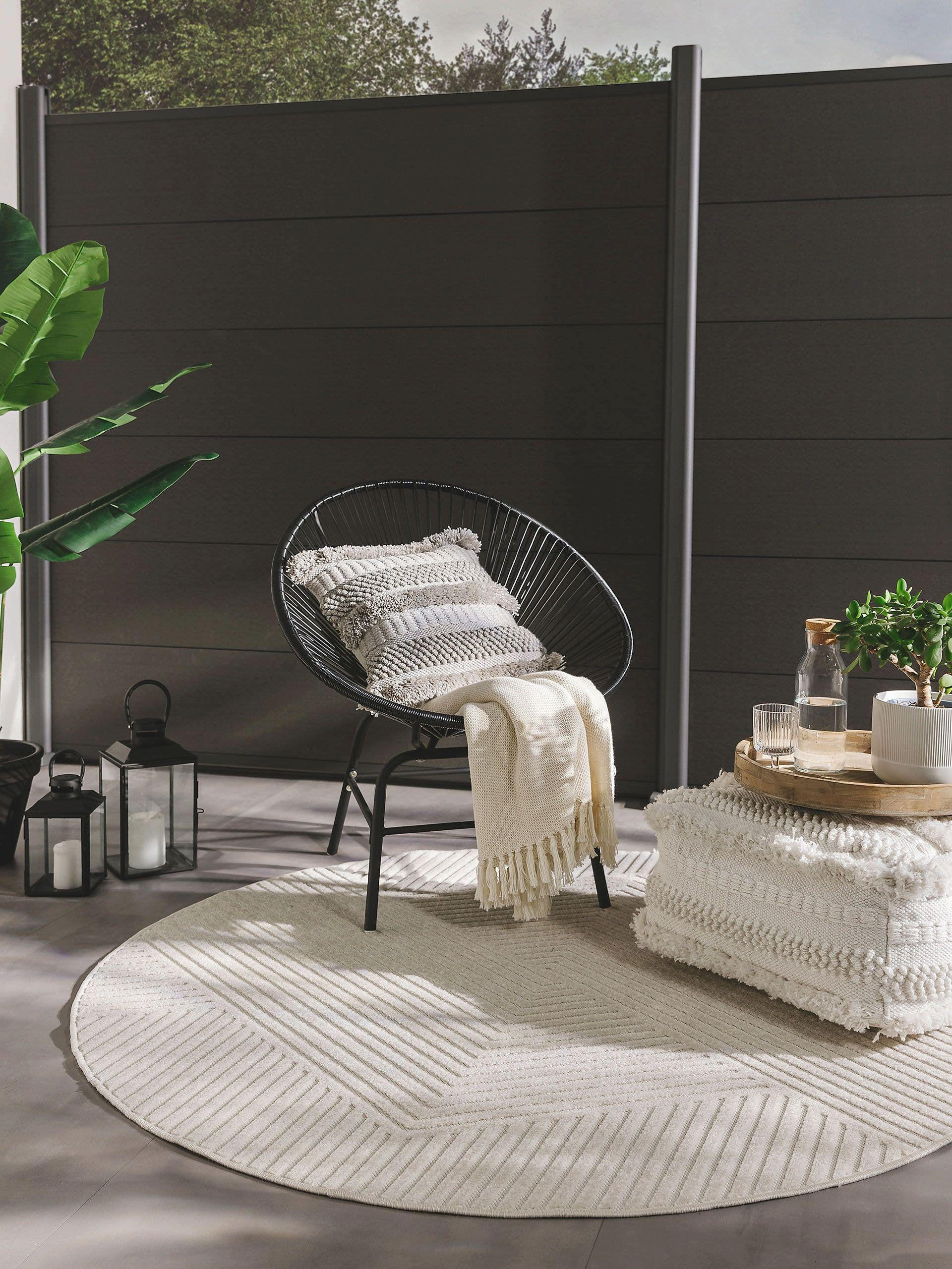 OUTDOORTEPPICH rund Mars Cream ø 160 cm rund - Creme, Textil (160/160cm) - benuta Pop