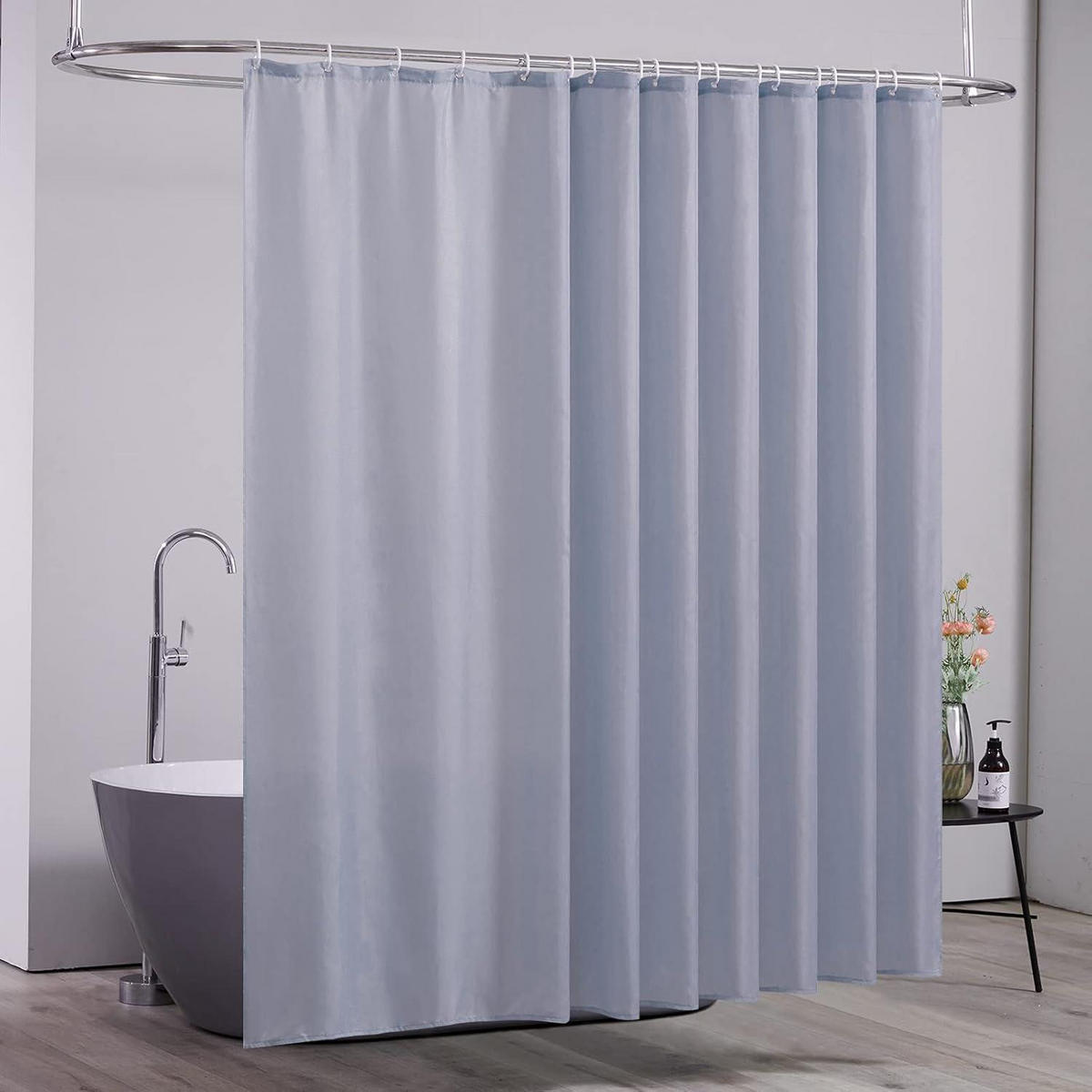 DUSCHVORHANG Grau Blau 275 x 180 cm - Hellblau, Textil (275/180cm)