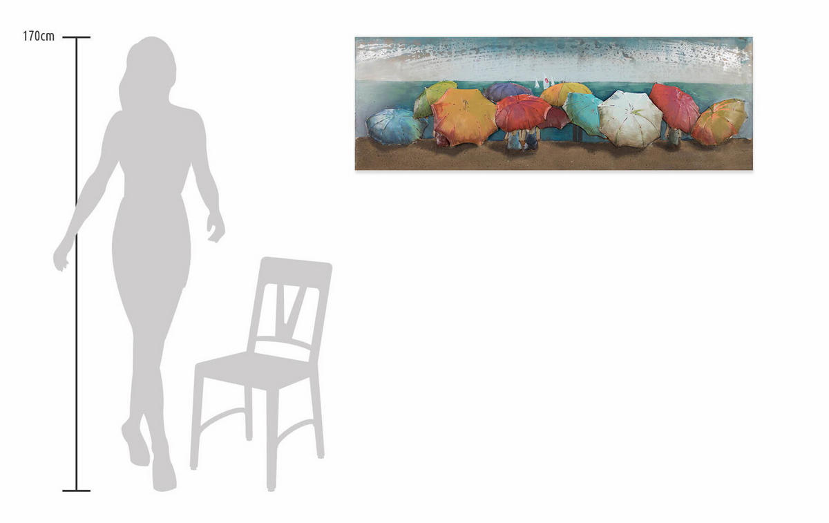 METALLBILD Bunt 144/44 cm - Multicolor, Metall (6/44cm) - KUNSTLOFT
