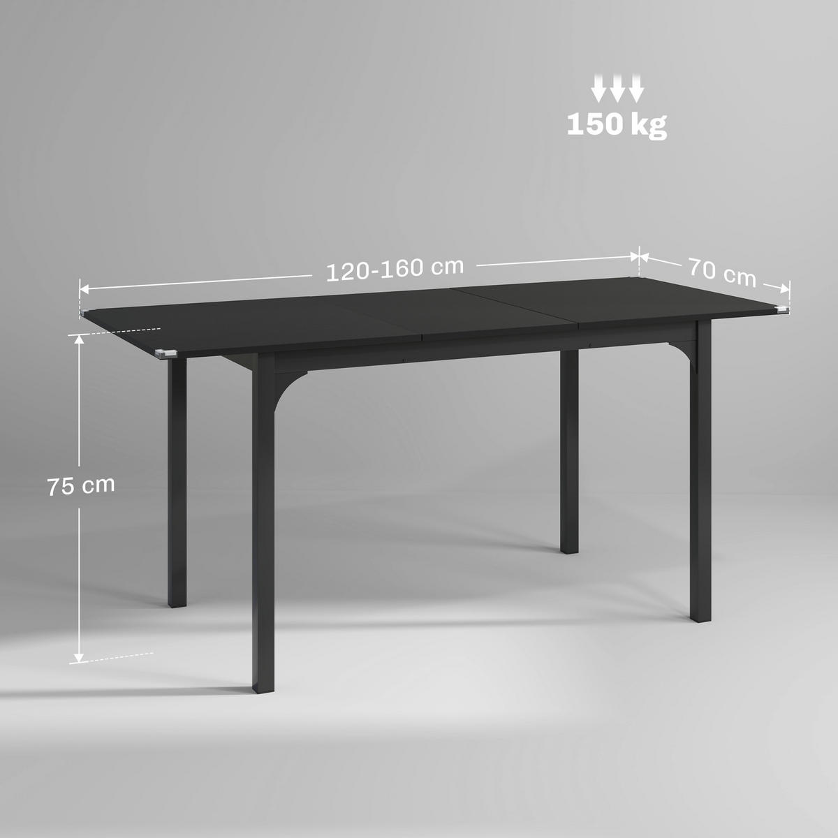 ESSTISCH DE-16498 Schwarz - Schwarz, Holzwerkstoff (160/70/75cm) - ComfortXL