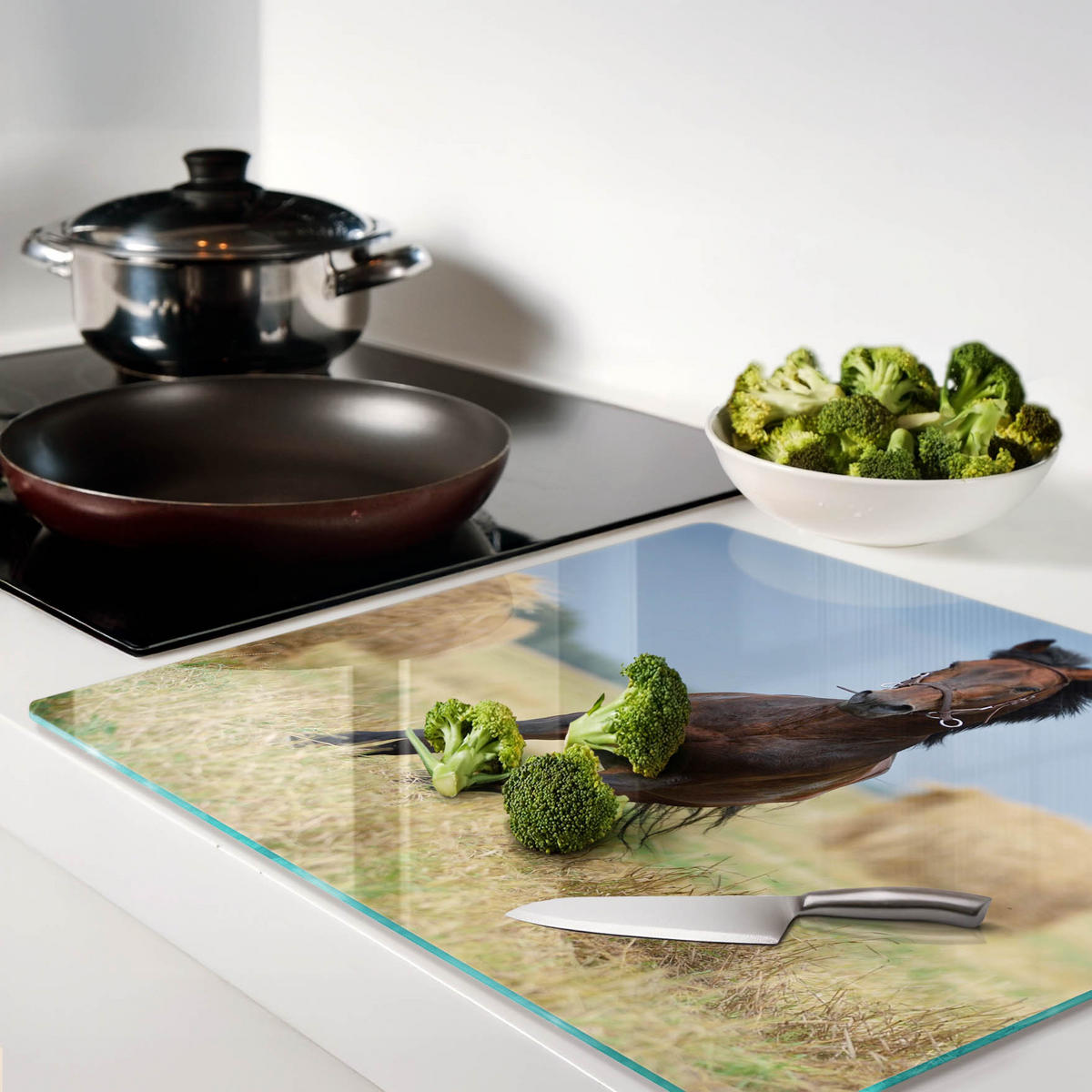 GLASPLATTE 60x52 cm Galoppierendes Pferd - Braun, Glas (60/0.4/52cm) - TULUP