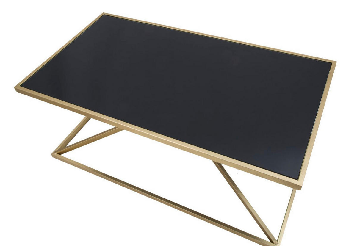 COUCHTISCH Piramid, goldfarben und schwarz, Eisen und Glas, 110 x 60 x 45 cm - Goldfarben/Schwarz, Glas/Metall (60/110/45cm) - Mauro Ferretti