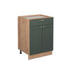 KÜCHENUNTERSCHRANK Fame-Line Grün-Gold Landhaus 60 cm mit Schublade ohne AP - Eiche Wotan/Grün, Holzwerkstoff (60/82/51.6cm) - Vicco