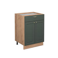 KÜCHENUNTERSCHRANK Fame-Line Grün-Gold Landhaus 60 cm mit Schublade ohne AP - Eiche Wotan/Grün, Holzwerkstoff (60/82/51.6cm) - Vicco