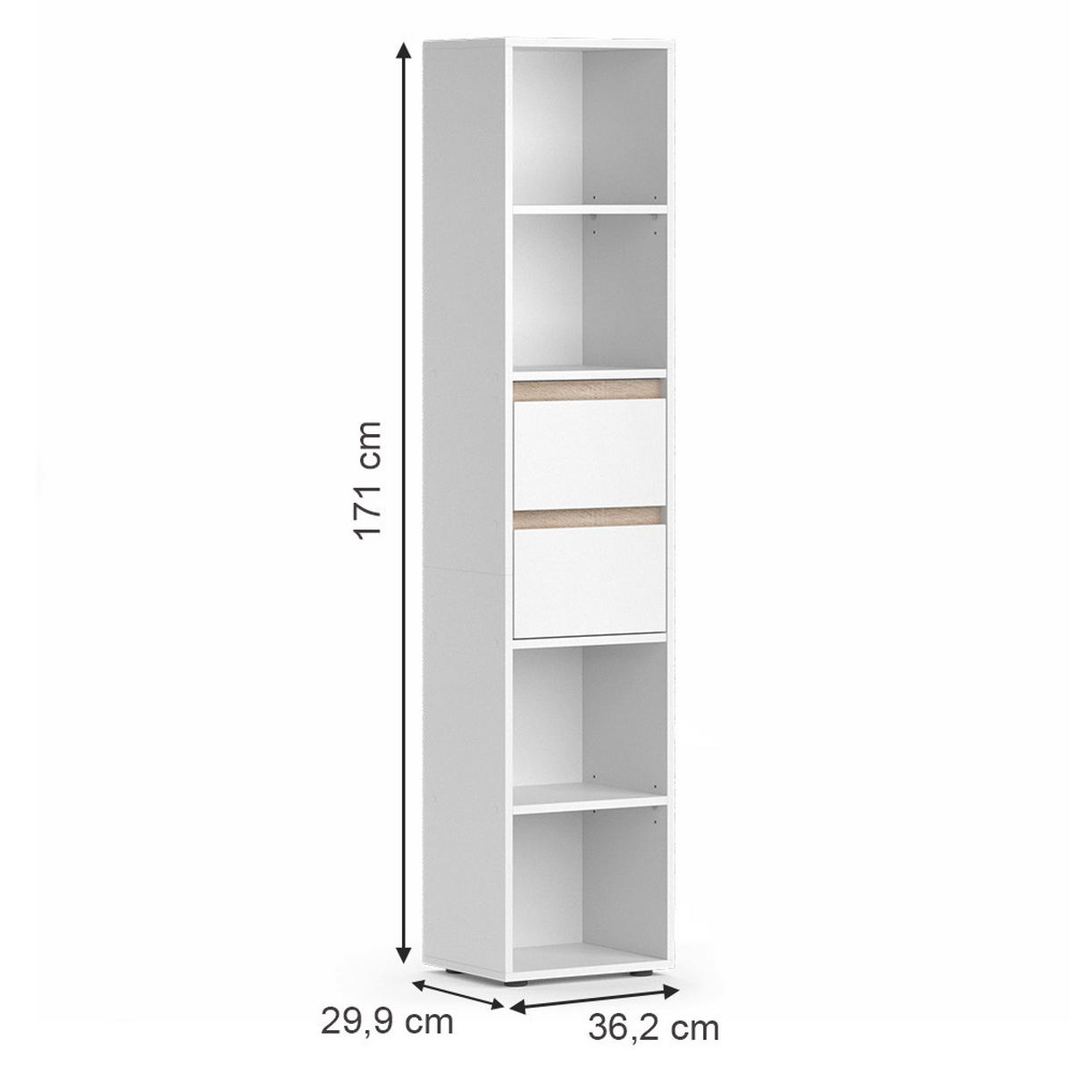 BÜCHERREGAL Robert Weiß 36.2 x 171 cm - Weiß, Holzwerkstoff (36.2/171/29.9cm) - Vicco