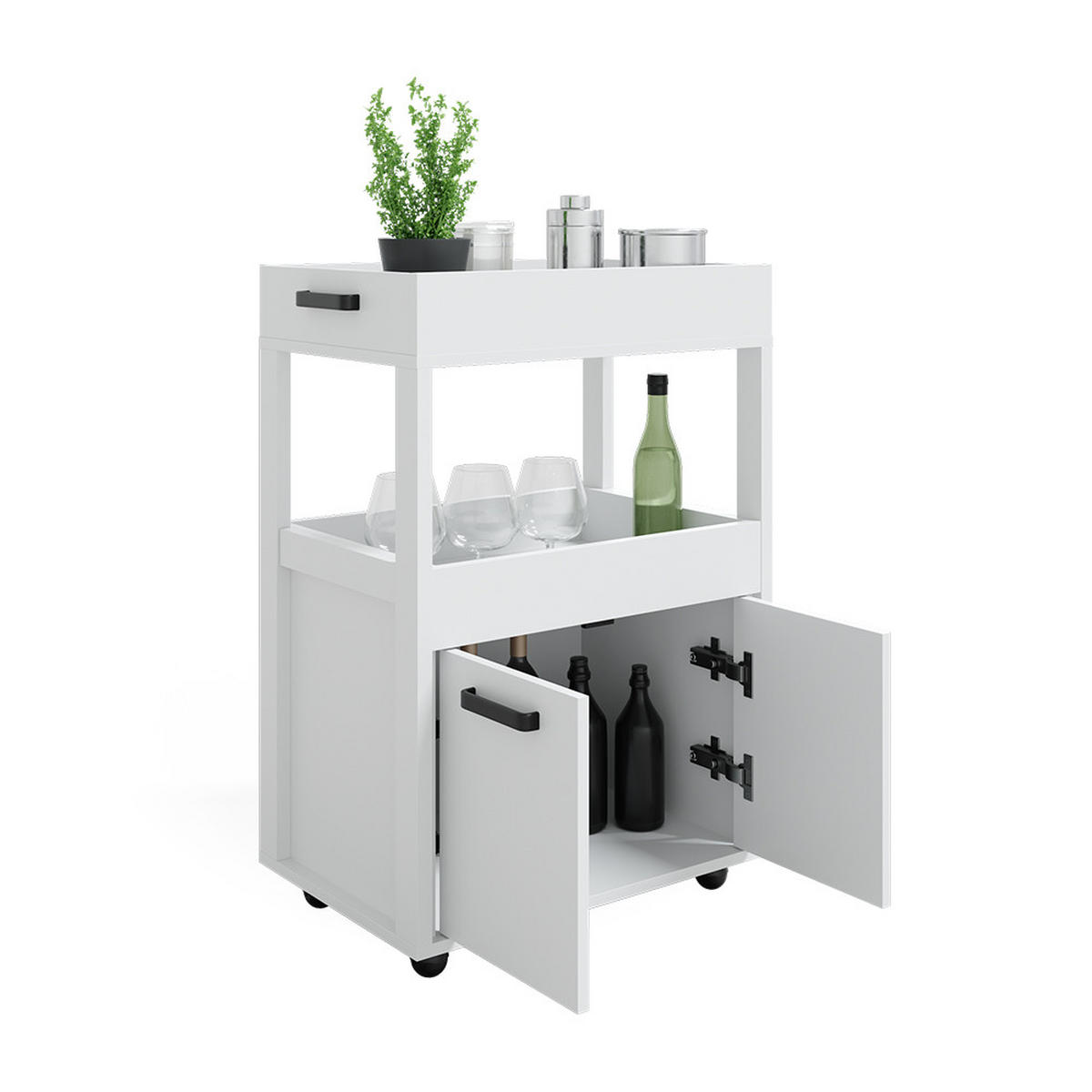 POJÍZDNÝ KONTEJNER Simon Bílá - bílá, kompozitní dřevo (60/88.7/40.2cm) - Vicco