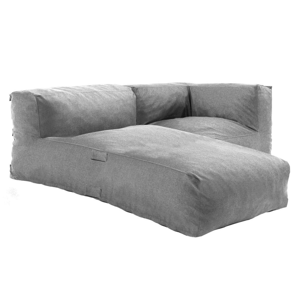 GARTENSOFA mit 2 Sitzplätzen, Grau - Grau, Textil - Oviala