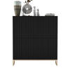 KOMMODE Elpis 4D Schwarz Matt Glamour 112 cm - Goldfarben/Schwarz, Holzwerkstoff/Metall (112/126/36.5cm) - Meble Lindner