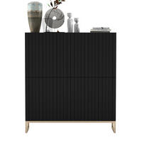 KOMMODE Elpis 4D Schwarz Matt Glamour 112 cm - Goldfarben/Schwarz, Holzwerkstoff/Metall (112/126/36.5cm) - Meble Lindner