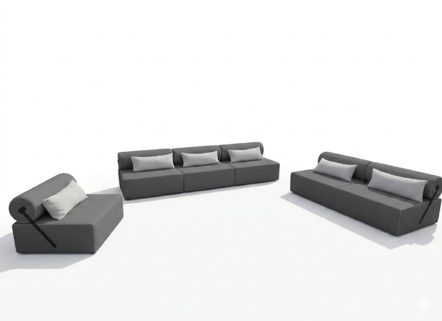 GARTENMÖBEL Set BALI - 6 Personen - Wetterfeste Balkonmöbel & Lounge Sofa Außen - Moderne Outdoor Couch für Garten - Patio & Terrasse - Dunkelgrau - Dunkelgrau, Kunststoff - Trada