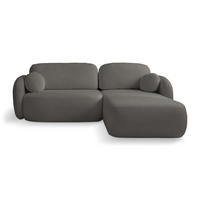 ECKSOFA AMICO R-S Grau Geflochtener Stoff mit Schlaffunktion - Grau, Holz (248/174cm) - MASSENO