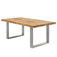 ESSTISCH - Metall / Massivholz - Eichefarben/Silberfarben, Holz/Metall (100/180/76cm) - home24