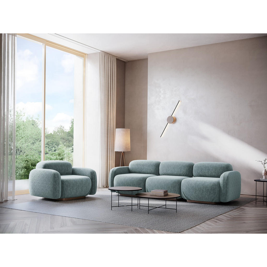 Thumbnail - Makamii 3-Sitzer, Blaugrau, Textil, Füllung: Schaumstoff, 258x73x95 cm, Made in EU, Wohnzimmer, Sofas & Couches, Sofas, ...