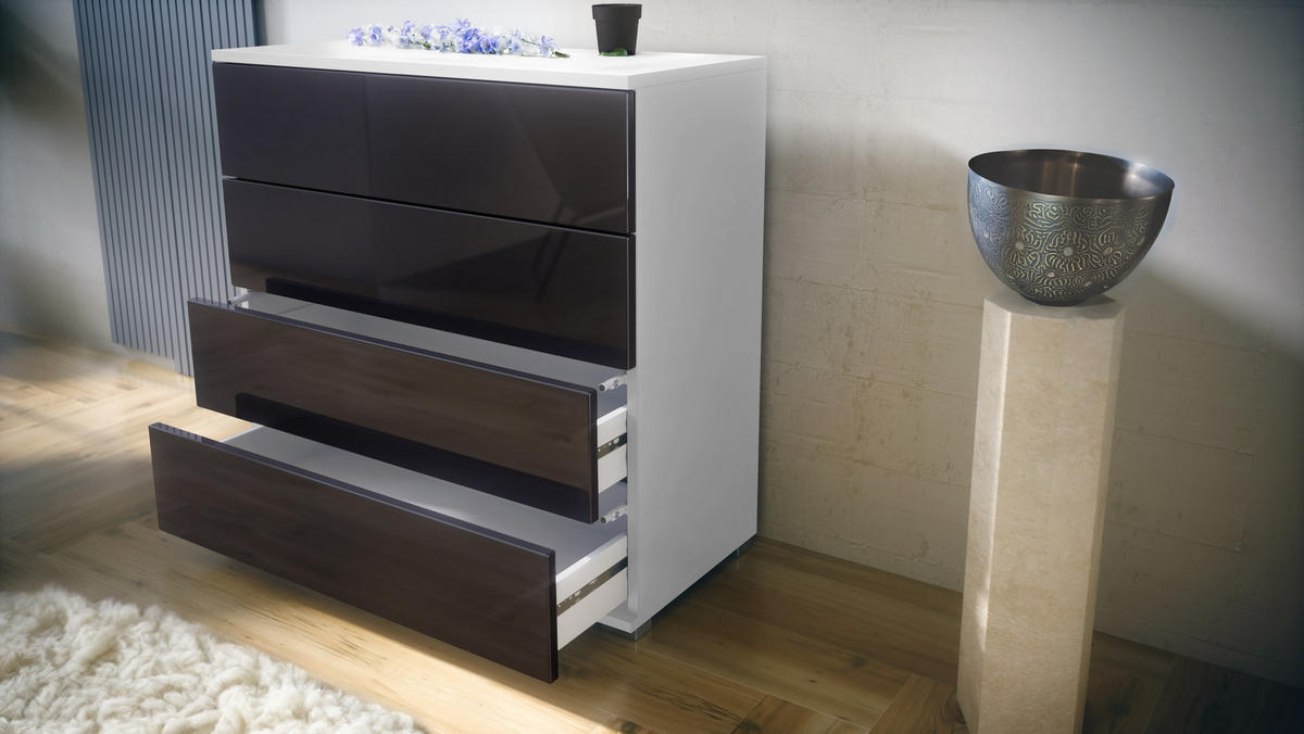 KOMMODE Pavos Schwarz matt - Schwarz, Holzwerkstoff (76/76/35cm) - Vladon