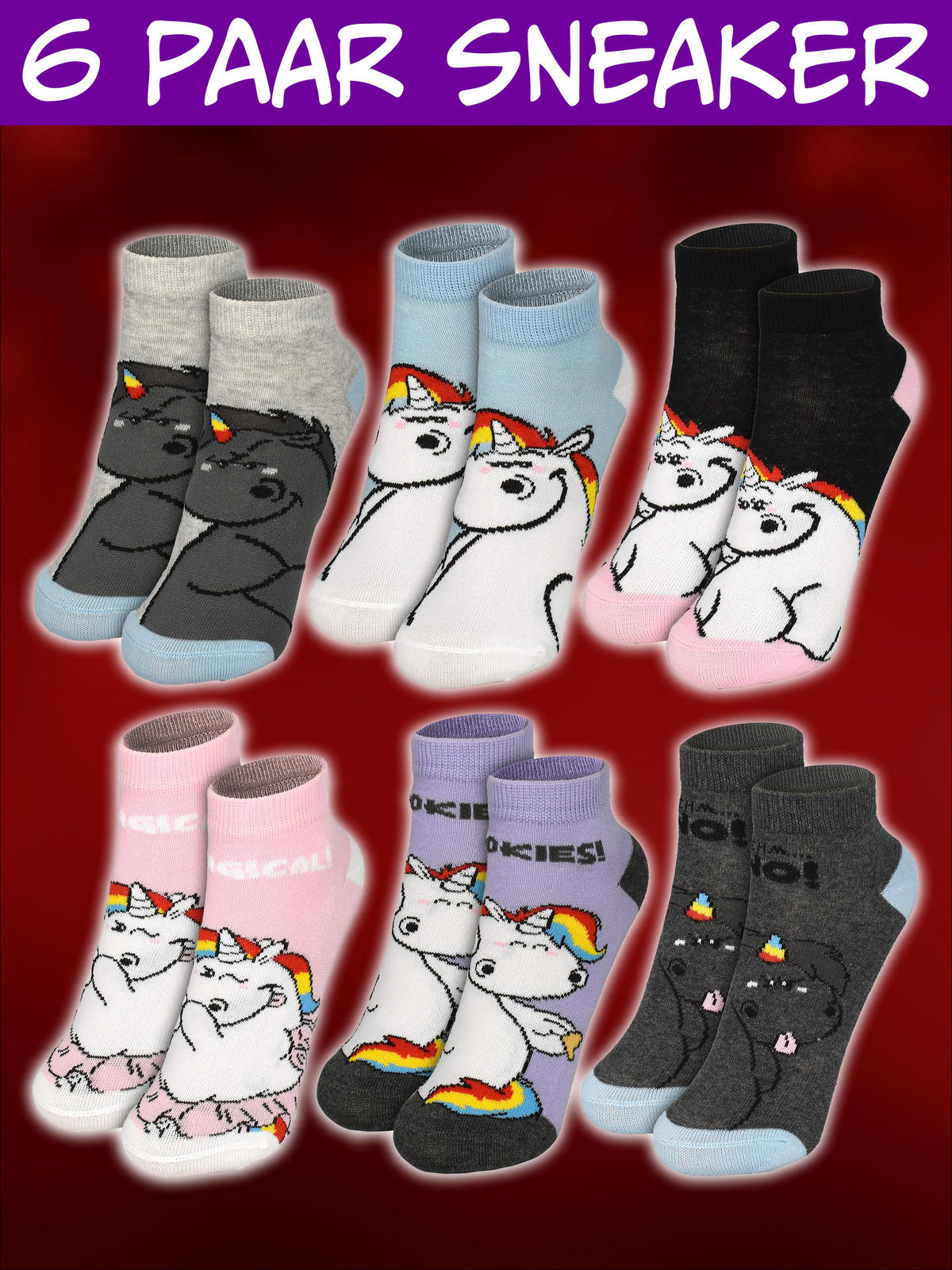 ADVENTSKALENDER Pummel & Friends Pummeleinhorn mit 12 Paar Socken Größe 35-41 - Multicolor, Textil (37/5/26.5cm) - United Labels
