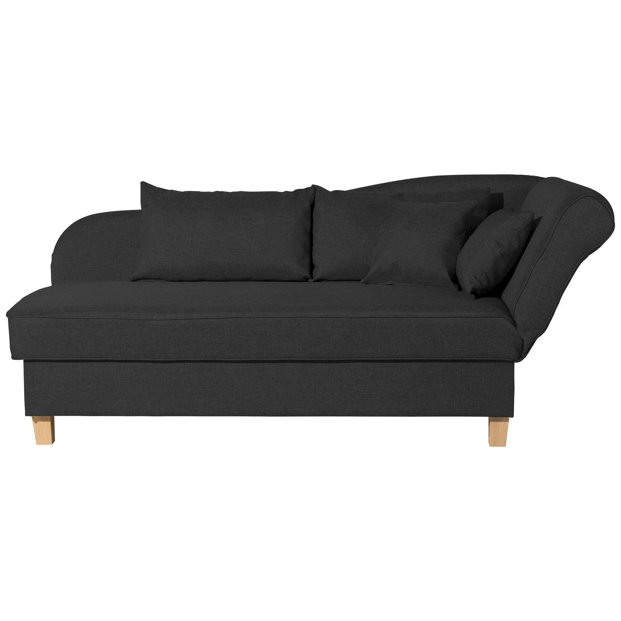 RECAMIERE mit Armteil rechts klappbar Katia Bezug Flachgewebe Buche natur / schwarz - Schwarz, Kunststoff (190/82/88cm) - 58aufmkessel