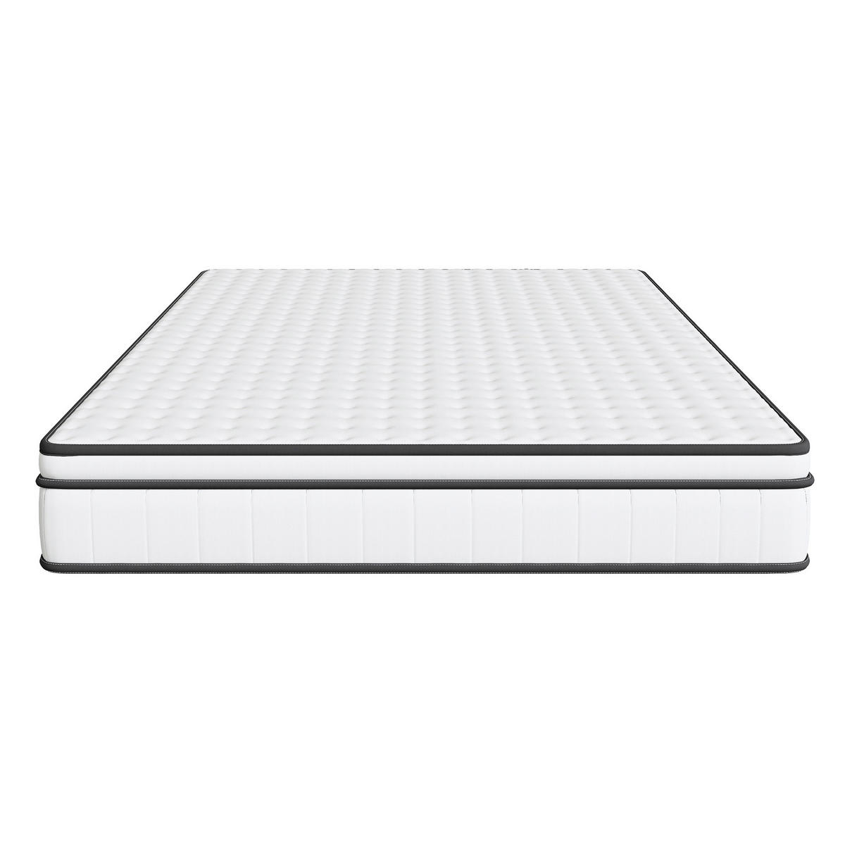 TASCHENFEDERKERNMATRATZE 90x200x25cm Modell "AeroSleep" 7-Zonen Hybrid-System mit 3D-Belüftung – Weiß/Grau - Weiß, Textil (90/200cm) - DELFA