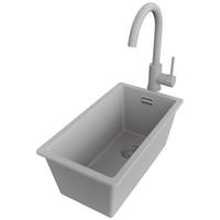 UNTERBAUSPÜLE GRANIT London, 2-er set Grau 26/47 cm 1 Becken + Küchenarmatur 32/20 cm + Ablauf-Set ab 30er Unterschrank - Grau, Kunststoff (26/20/47cm) - Primagran