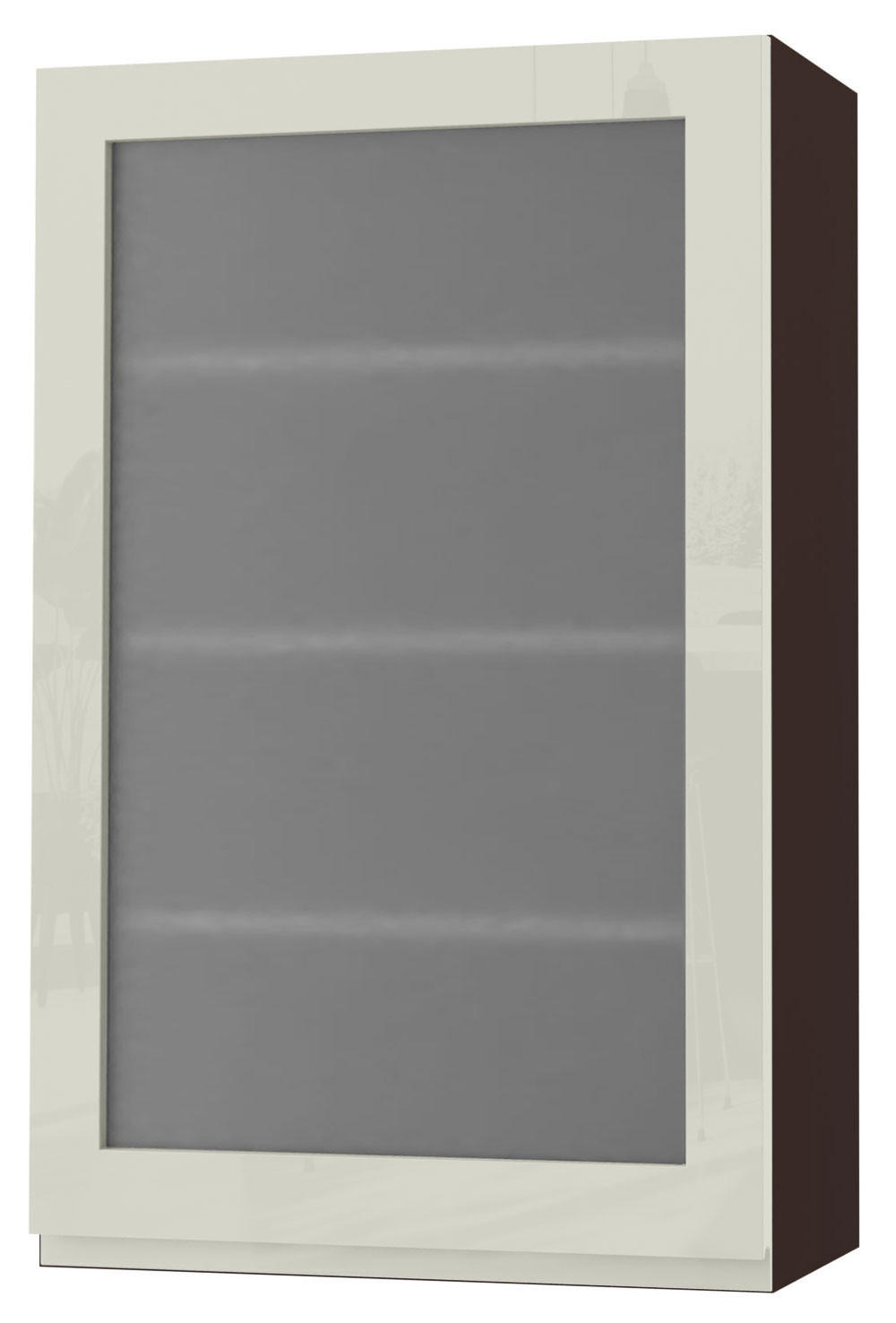 HÄNGESCHRANK Florence W4S/60 Lava / RAL 1013 perlweiß HG 60 / 32,5 / 96cm - Türanschlag links - Dunkelgrau/Weiß Hochglanz, Holz/Holzwerkstoff (60/96/32.5cm) - Feldmann-Wohnen