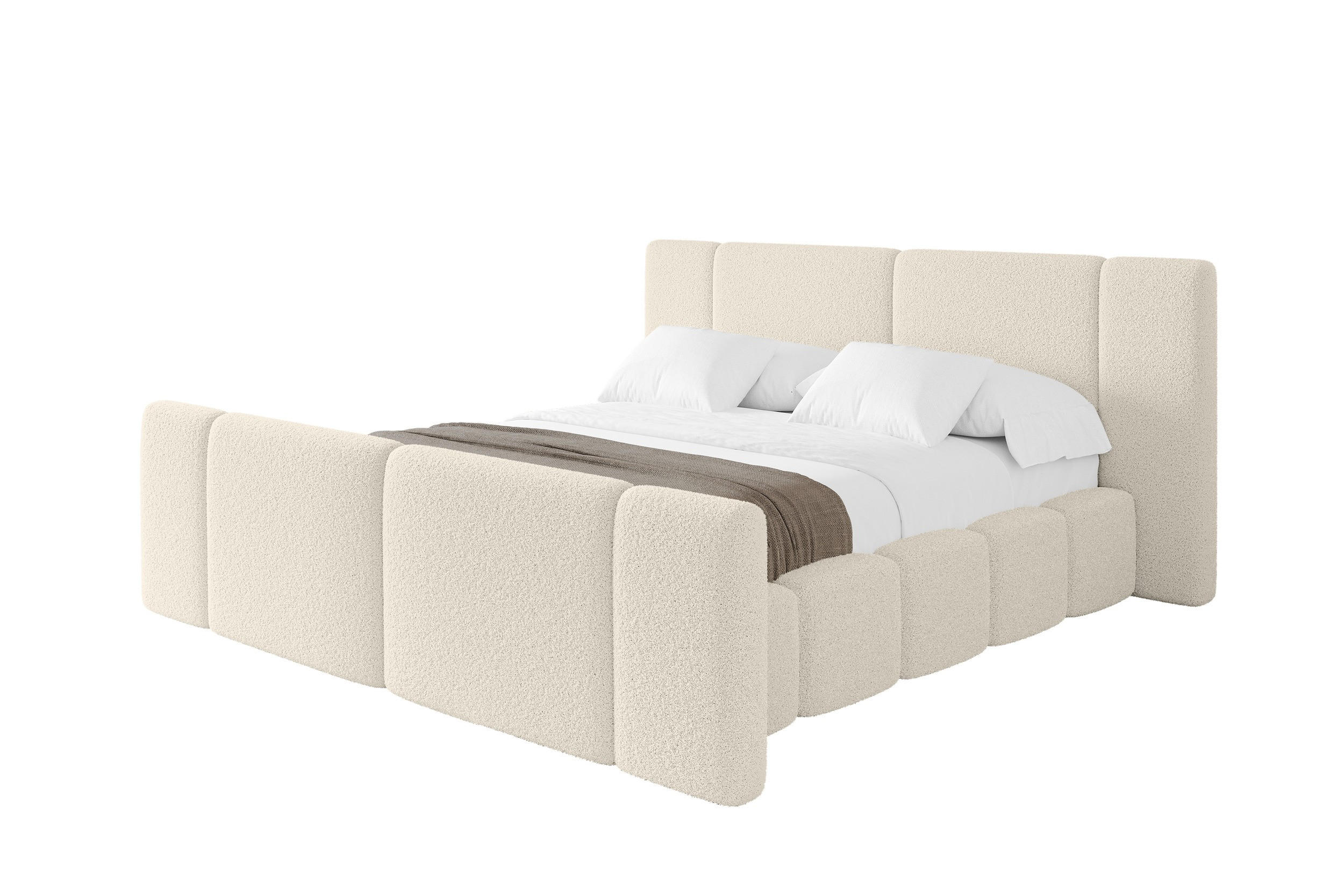 POLSTERBETT mit Bettkasten, Fußteil und Lattenrost, Boxbett ohne Matratze - NILO-Z 180x200 Beige - Beige, Holzwerkstoff/Textil (180/200cm) - ALTDECOR