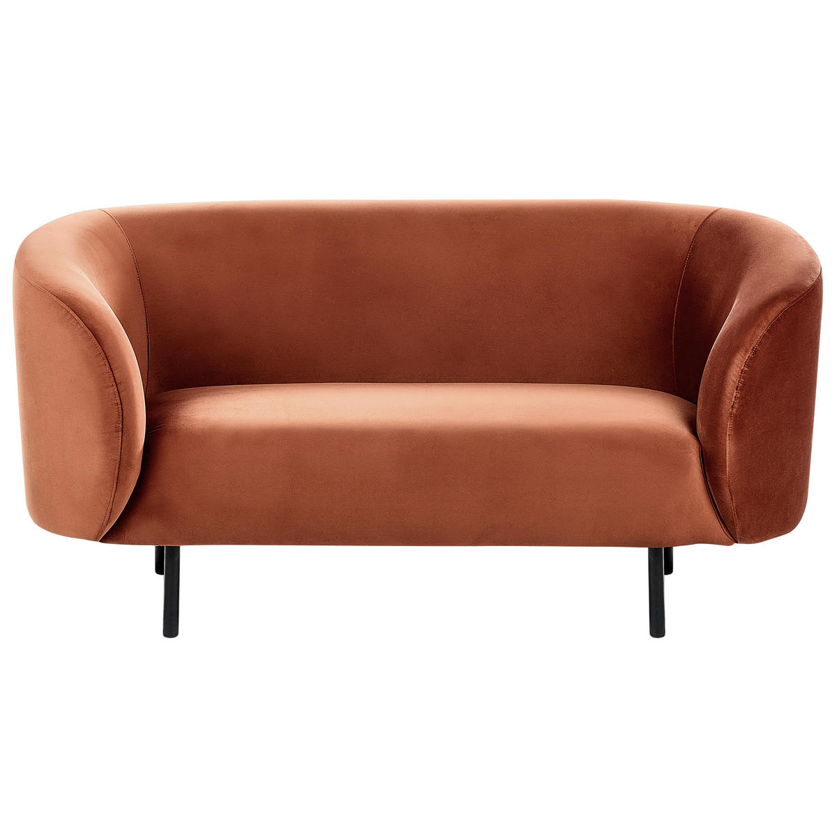 2-SITZER-SOFA Samtstoff orange/schwarz Loen - Schwarz/Orange, Textil (155/79/70cm) - Beliani