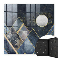 SCHLÜSSELBOX Schwarz 30x30 cm- Türöffnung nach rechts - Himmelsgeometrie - Dunkelblau, Metall (30/30/5cm) - TULUP