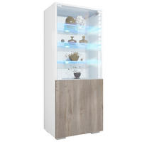 VITRINE Granada Eiche Nordic - Silbereichenfarben, Holzwerkstoff (50/122.5/34.5cm) - Vladon