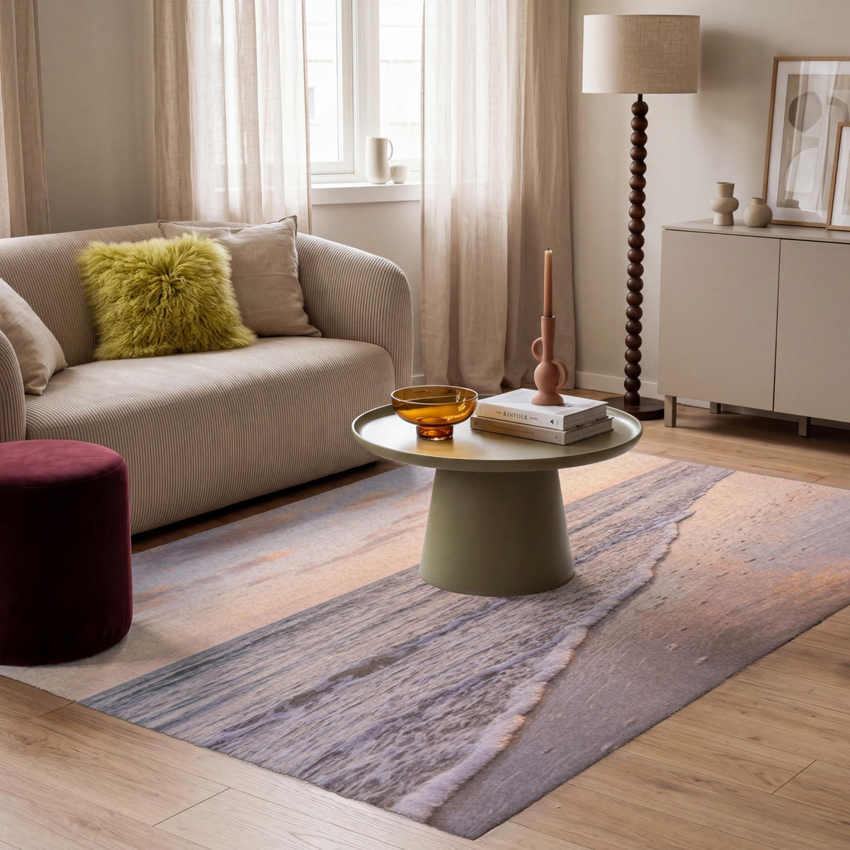 KOBERCE - Pláž - Príboj - Oblaky - 180x120 cm - svetloružová, textil/plast (180/0.4cm) - OnlyWow