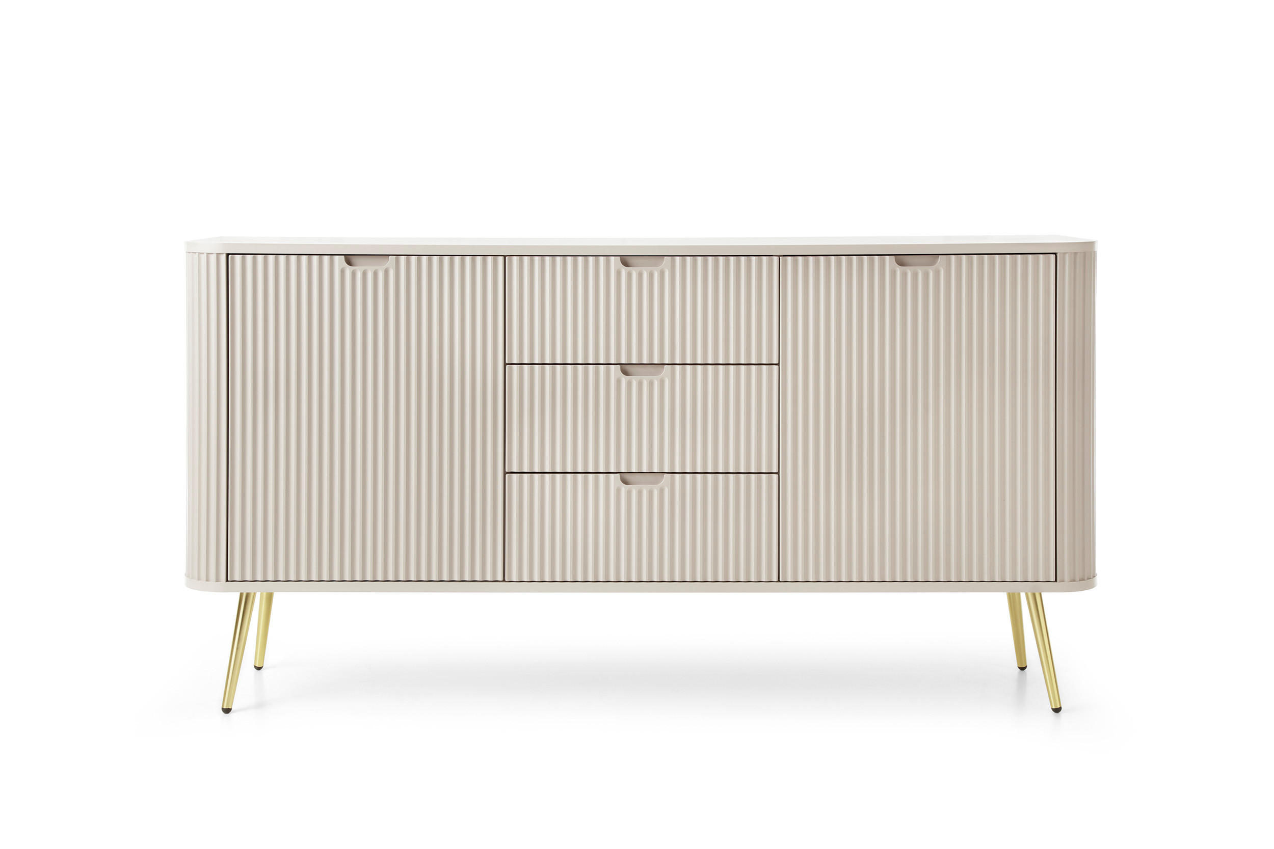 KOMMODE Breite ZOVA Kaschmir-Gold, 168x87x39cm 3 Schubladen, 2 Schränke - Kaschmir/Goldfarben, Holzwerkstoff/Kunststoff (168/87/39cm) - DomoHome