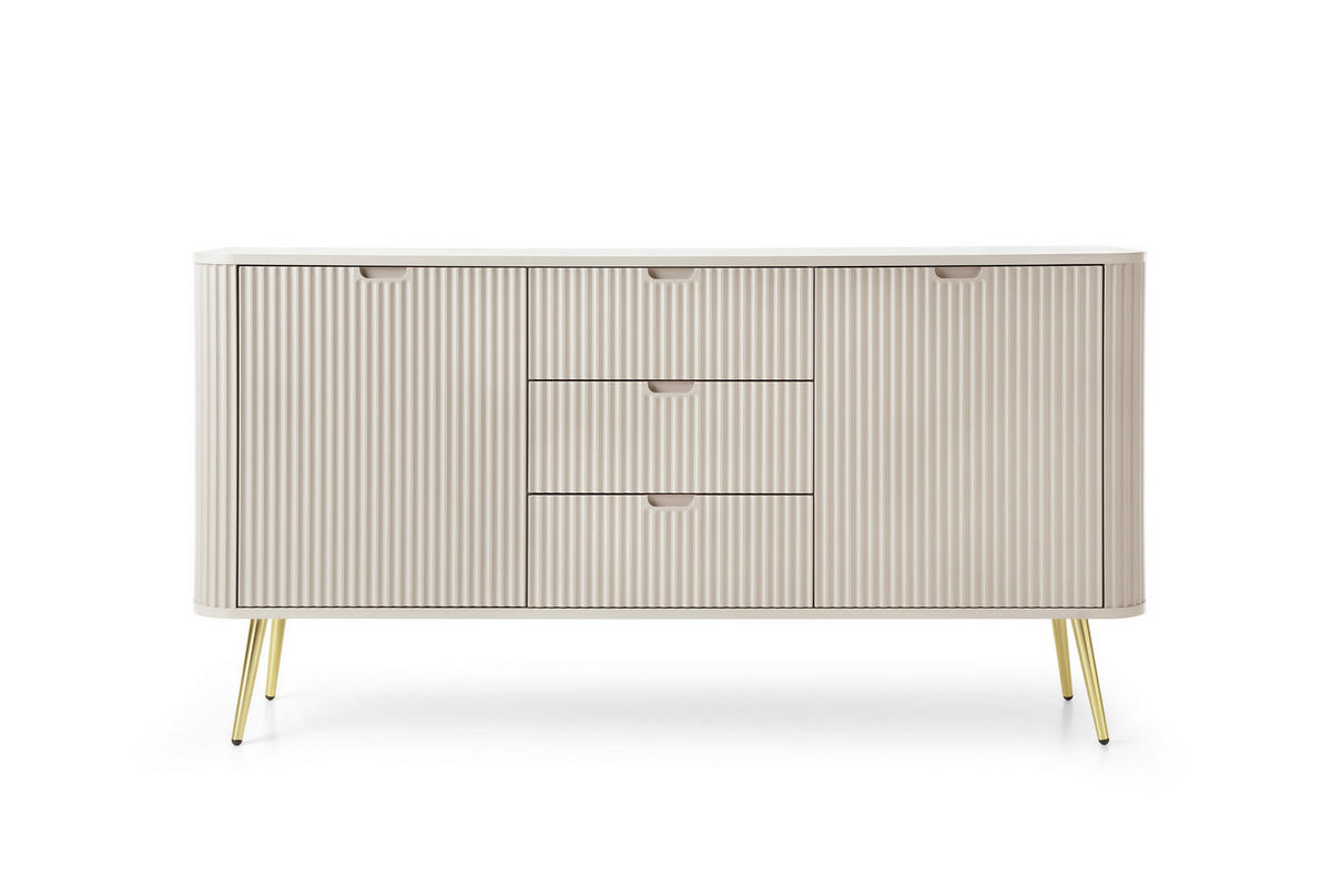 KOMMODE Breite ZOVA Kaschmir-Gold, 168x87x39cm 3 Schubladen, 2 Schränke - Kaschmir/Goldfarben, Holzwerkstoff/Kunststoff (168/87/39cm) - DomoHome