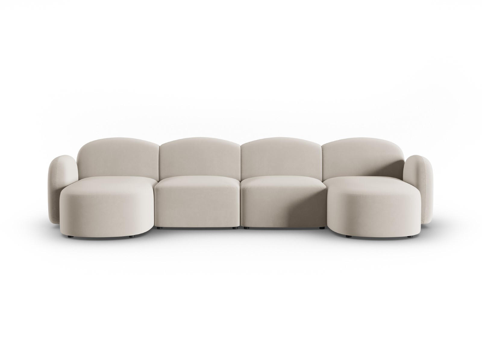 PANORAMASOFA Blair aus Samt beige 6 Sitzplätze - Beige, Textil (354/76/167cm) - Micadoni