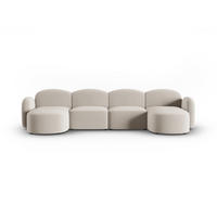 PANORAMASOFA Blair aus Samt leichtes beige 6 Sitzplätze - Creme, Textil (155/80/350cm) - Micadoni