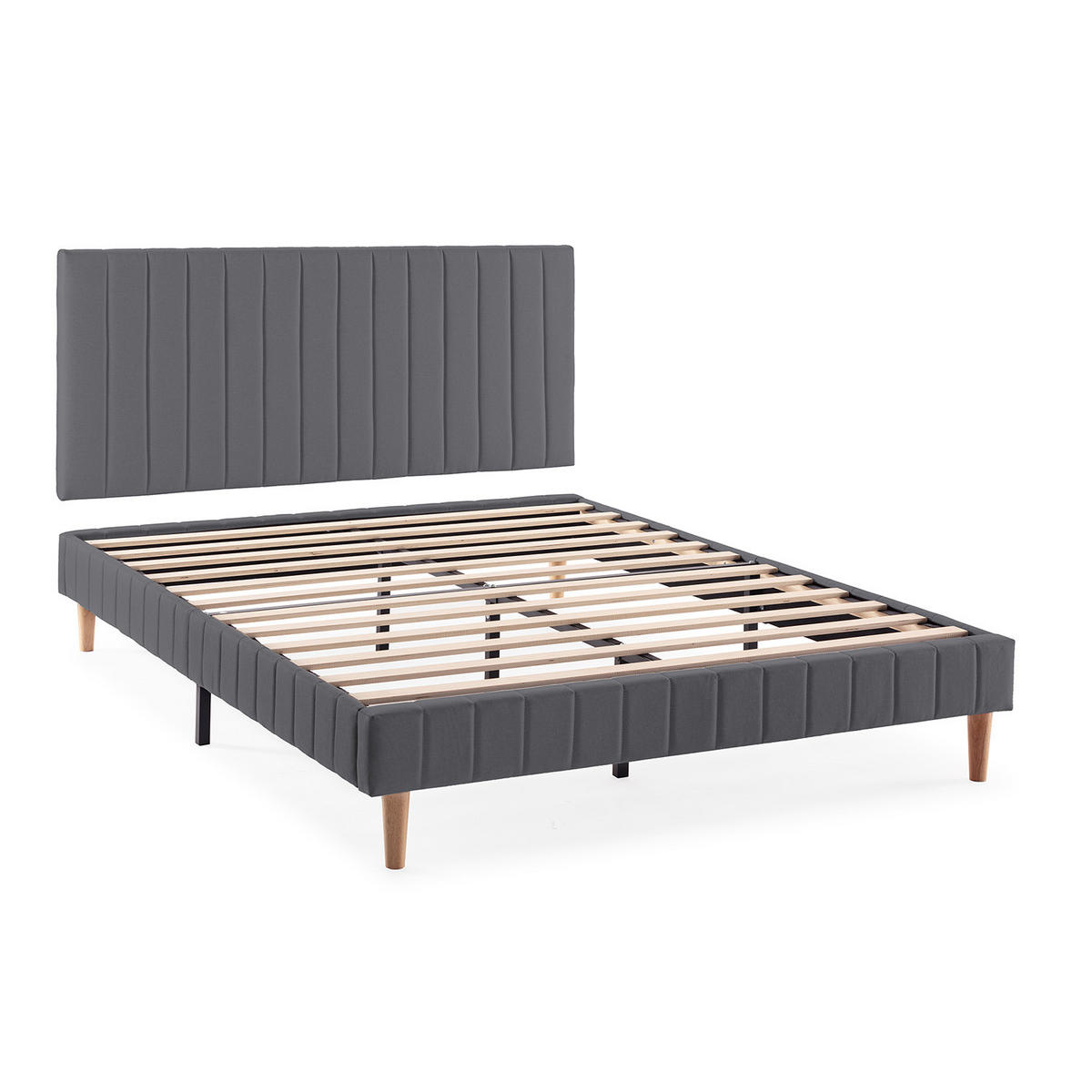 POLSTERBETT + kopfteil 140x200 cm Eris, Dunkelgrau - Dunkelgrau, Textil (202/142/90cm) - VS Venta-stock