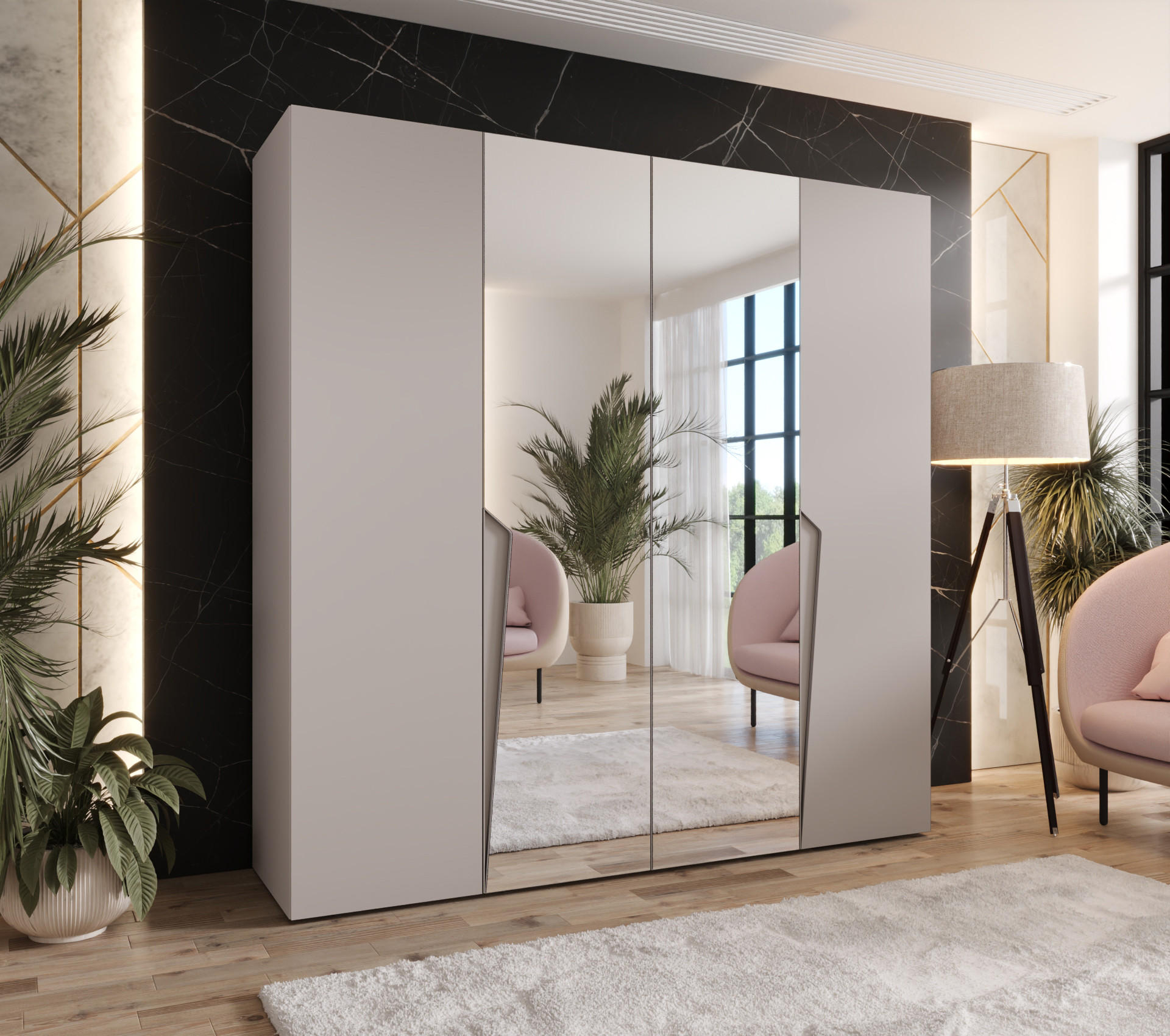 DREHTÜRENSCHRANK 202/200/52 4-türig - Beige, Holz/Metall (200/202/52cm) - Abiks Möbel