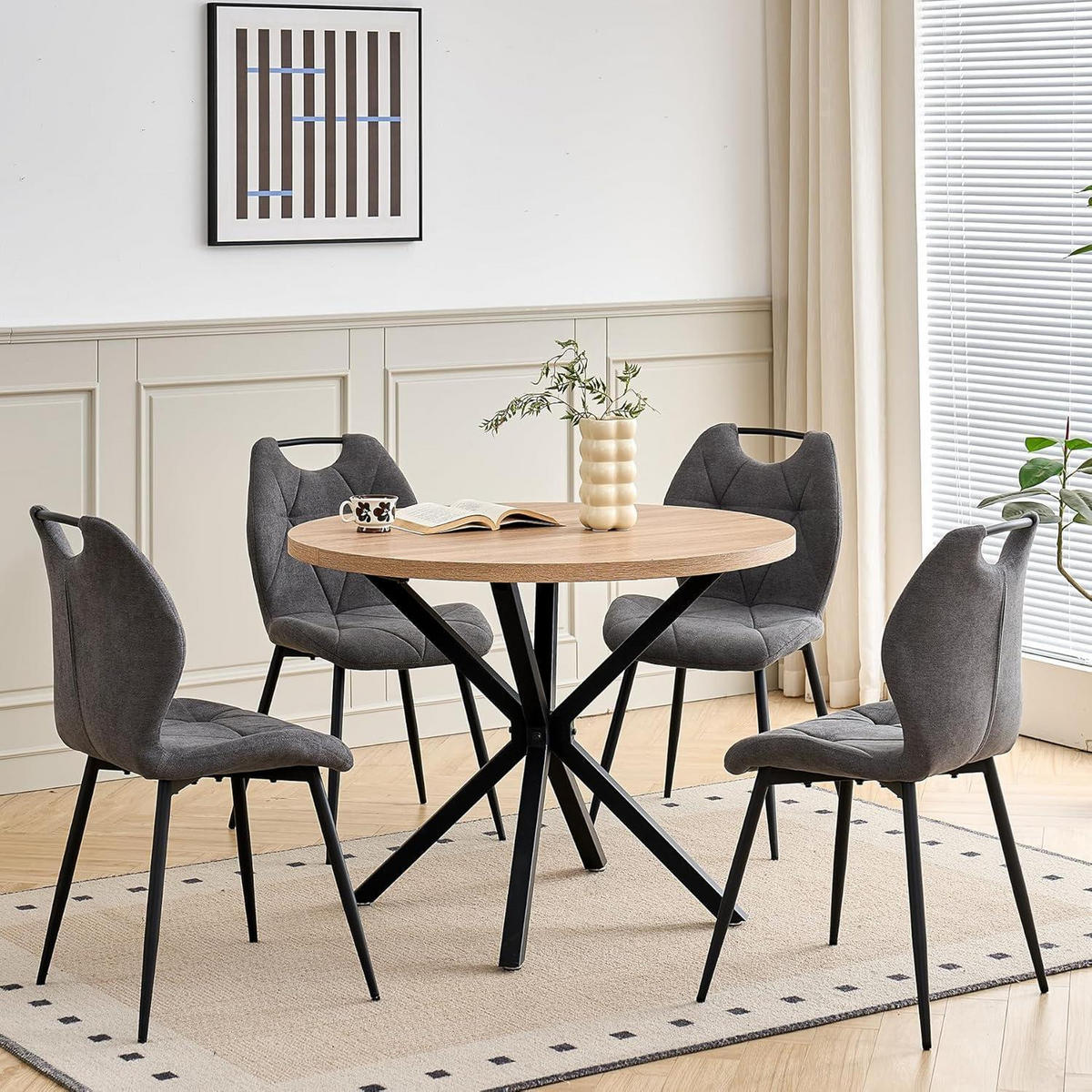 ESSZIMMERSTUHL 4er-Set Stoff Grau - Grau, Textil (44/86/48cm)