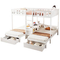 ETAGENBETT 90/200 cm & 140/200 cm mit Leiter, Stauraum und 2 Schubladen, Stern- und Monddesign, Weiß - Weiß, Holzwerkstoff (90/200cm) - Redom