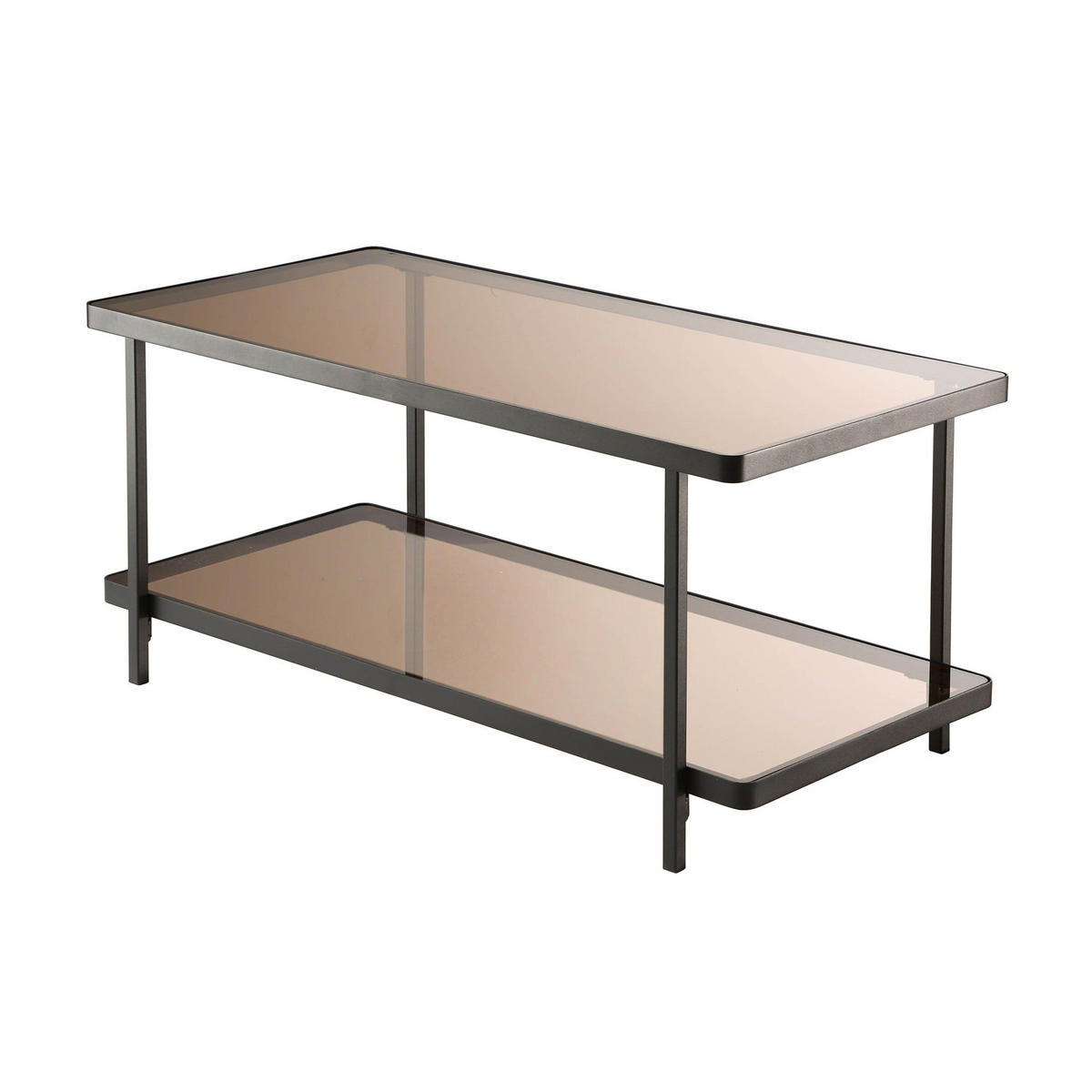 COUCHTISCH mit 2 rauchglas Platten 100/50/48 cm - Schwarz, Holzwerkstoff (100/50/48cm) - Calicosy