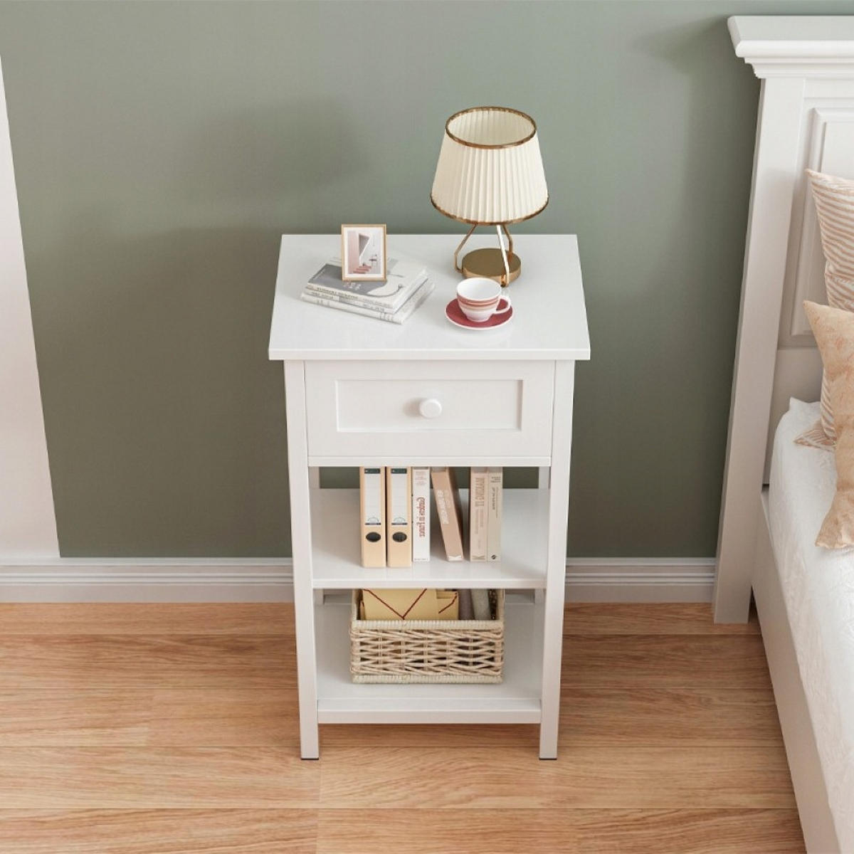 NACHTTISCH weiß 45/68/30 cm - Weiß, Holzwerkstoff (40/68/30cm)
