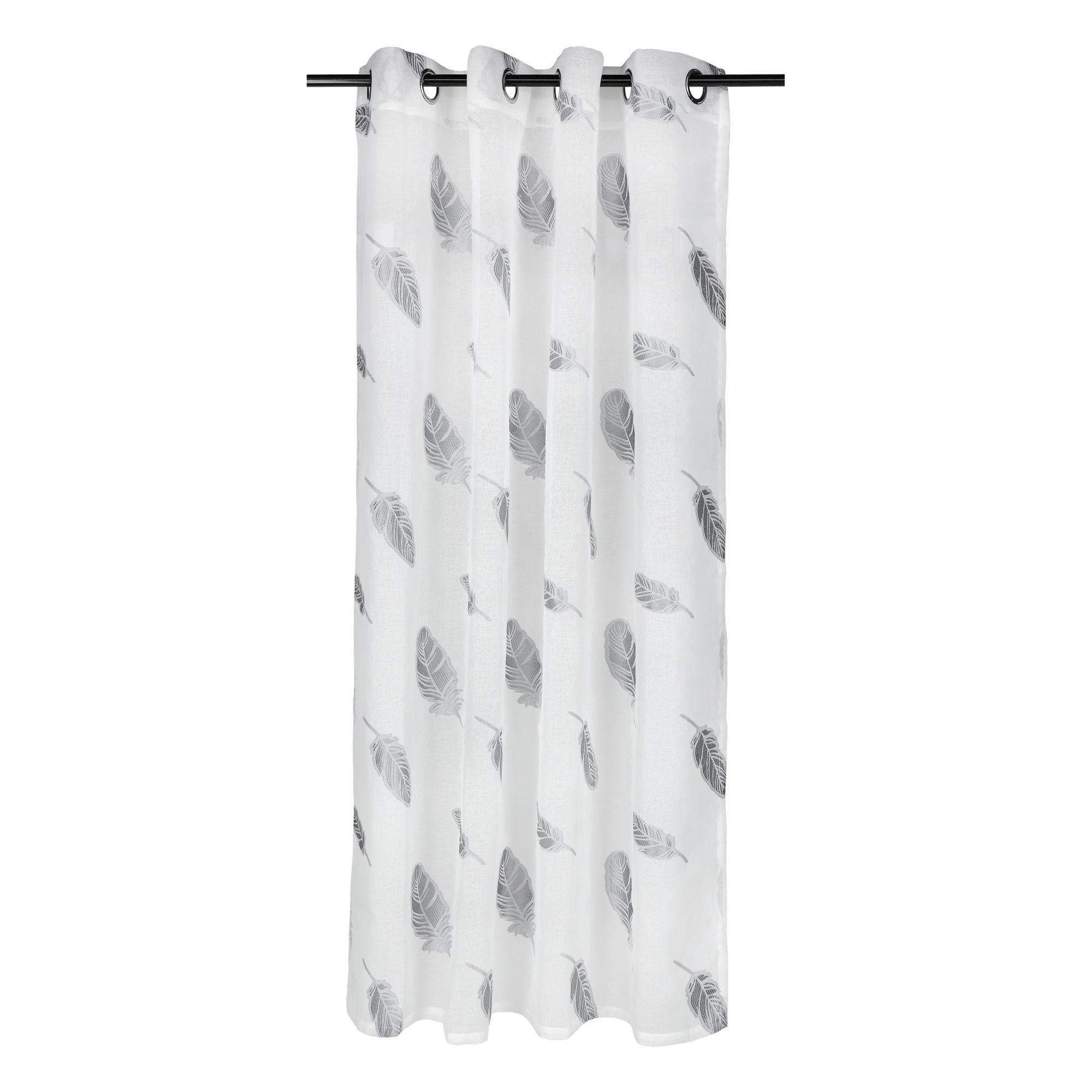 ÖSENVORHANG FEDERN - Silberfarben, Textil (140/0.5/160cm) - WohnDirect