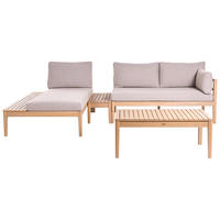 LOUNGE-SET mit Tisch 3-Sitzer Akazienholz Hellbraun Talla - Hellbraun/Beige, Holz - Beliani