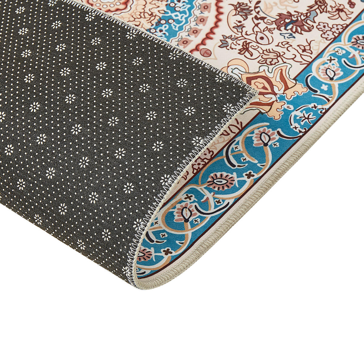 KURZFLOR-TEPPICH Beige 60/200 cm Gordes - Blau/Beige, Textil (60/200cm) - Beliani