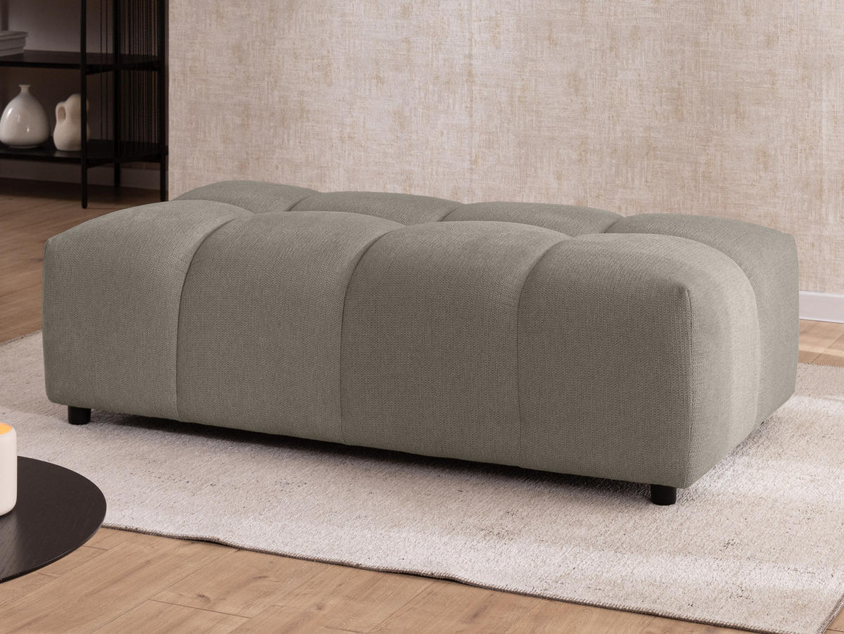 HOCKER Bubble mit Sitzfläche in Bubble-Optik aus weichem Taupe Strukturstoff mit schöner Sitzkomfort - Taupe/Schwarz, Holz/Kunststoff (147/42/74cm) - S-Style Möbel