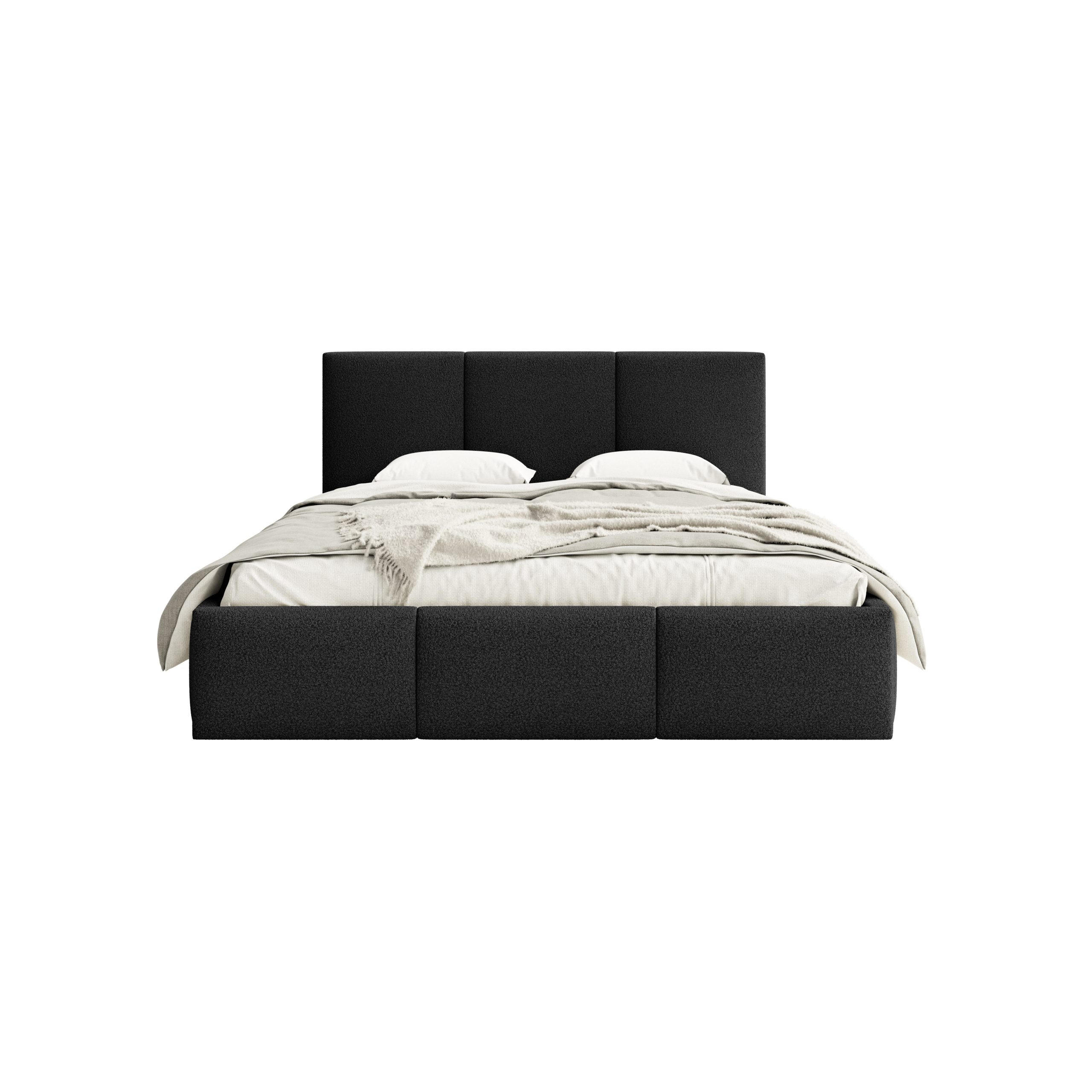 Fedve POLŠTÁŘOVÁ POSTEL FONDI SLIM 200x200 cm, Černá