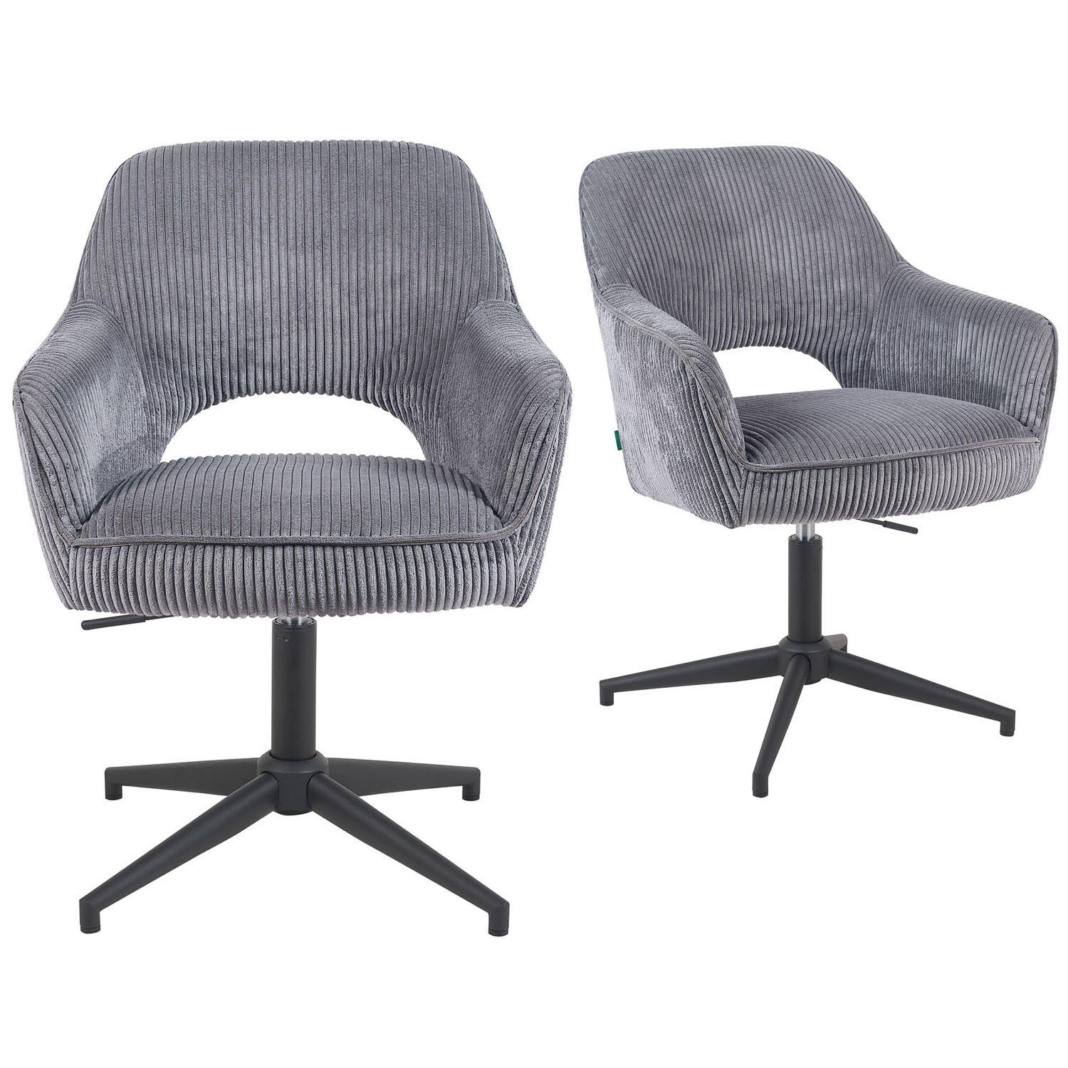 BÜROSTUHL Mika-Bryn - Schwarz/Grau, Textil/Metall (60/84/65cm) - DUBI Möbel