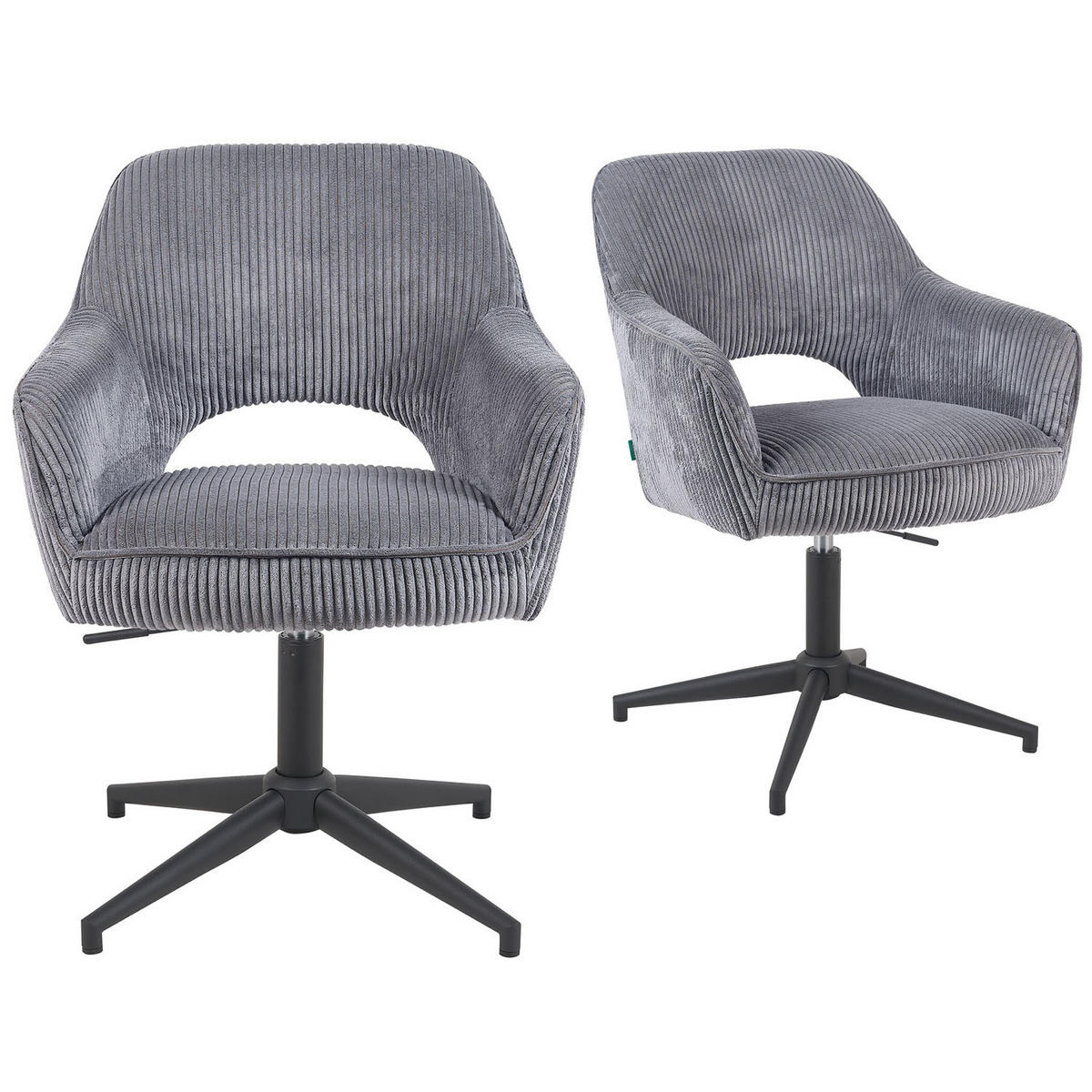 BÜROSTUHL Mika-Bryn - Schwarz/Grau, Textil/Metall (60/84/65cm) - DUBI Möbel