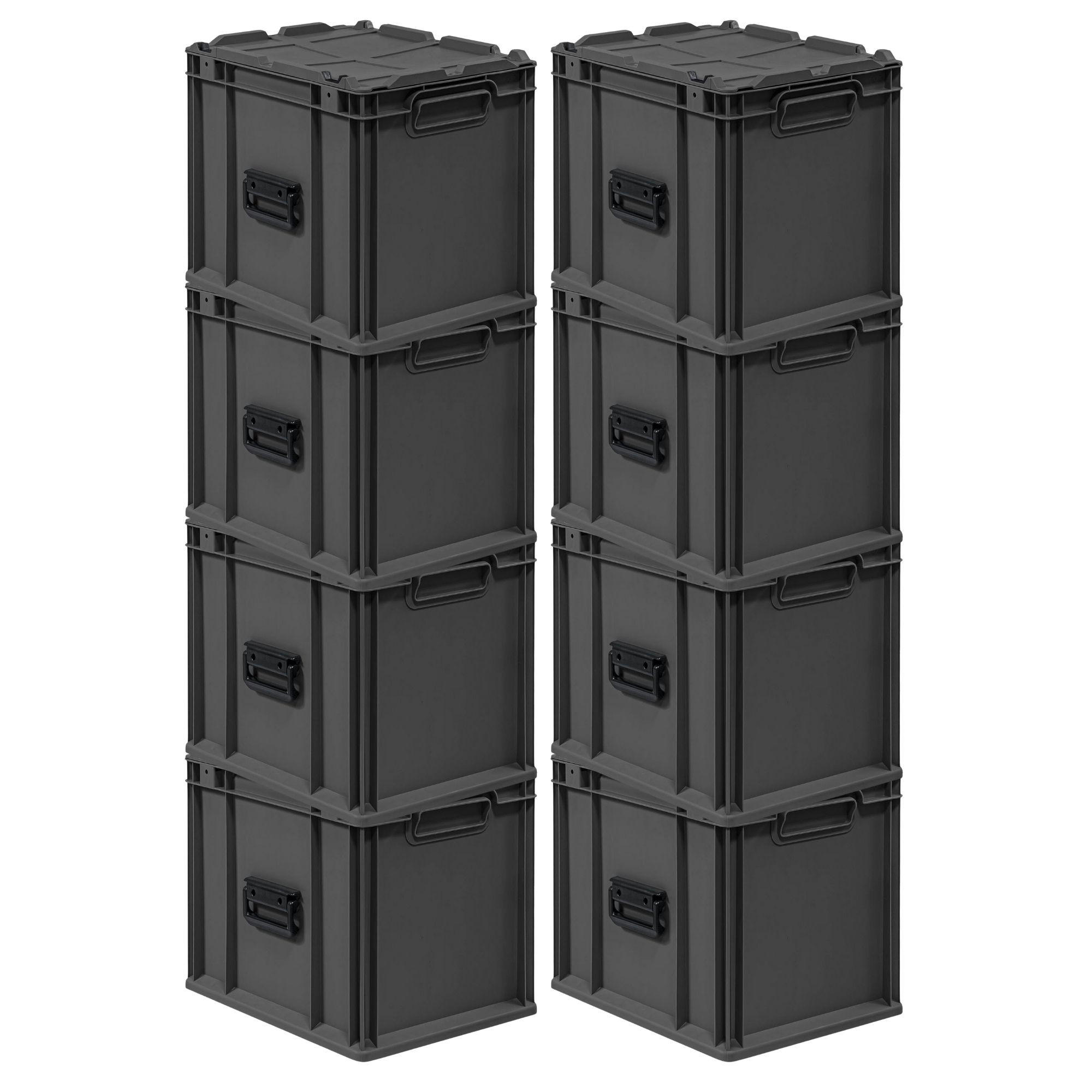 EUROBOX 8x NextGen Portable, HxBxT 33,5x30x40cm, 30 Liter, Schwarz - Schwarz, Kunststoff (30/33.5/40cm) - PROREGAL